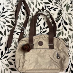Kipling Beige Nylon Crossbody Shoulder Bag
